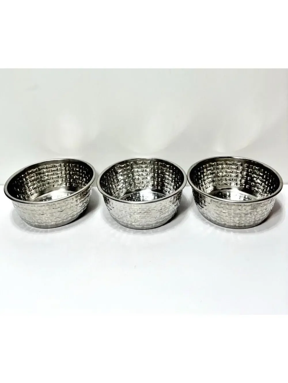 Dogit Silver Chrome Mini Bone Dog Bowls Set of 3 for Pets GUC As Is